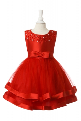 Girls Dress Style 10008 - Elegant Sleeveless Infant Dress with Pearl Details in Choice of Color